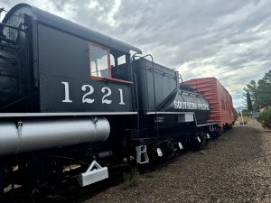 Deming Visitor Center train engine on East Pine Street in Deming