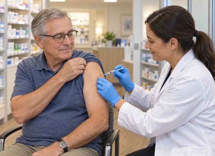 COVID-19 vaccination in a pharmacy, illustrating New Mexico’s updated vaccine guidance.