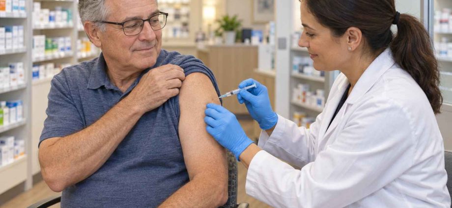 COVID-19 vaccination in a pharmacy, illustrating New Mexico’s updated vaccine guidance.
