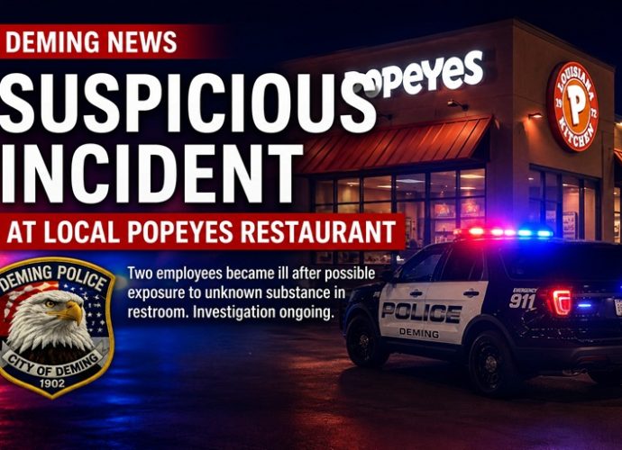 Deming Police investigate suspicious incident at local Popeyes restaurant after two employees became ill following possible exposure to an unknown substance.