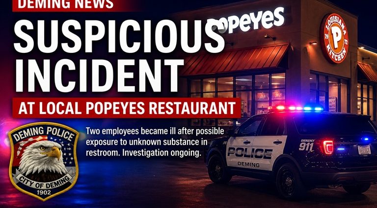 Deming Police investigate suspicious incident at local Popeyes restaurant after two employees became ill following possible exposure to an unknown substance.