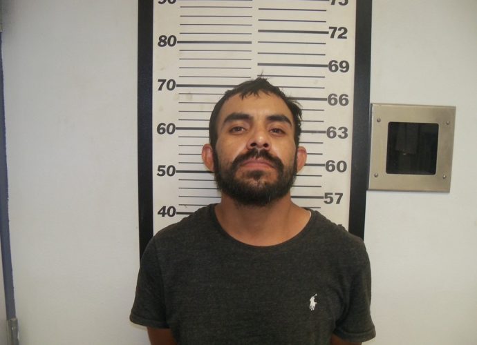 Omar Carrillo-Hernandez, 37, following his arrest by the Deming Police Department on multiple felony charges including aggravated burglary and battery upon a peace officer.