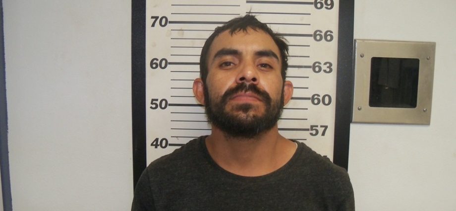 Omar Carrillo-Hernandez, 37, following his arrest by the Deming Police Department on multiple felony charges including aggravated burglary and battery upon a peace officer.
