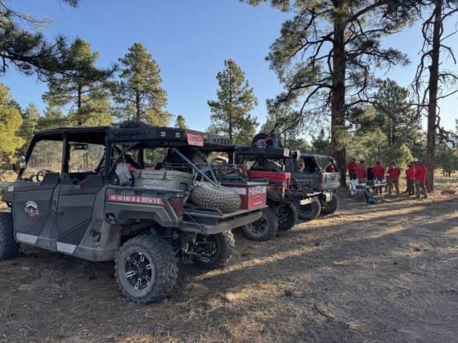 Search and Rescue volunteers conducting a search operation in rugged terrain in Catron County, New Mexico.