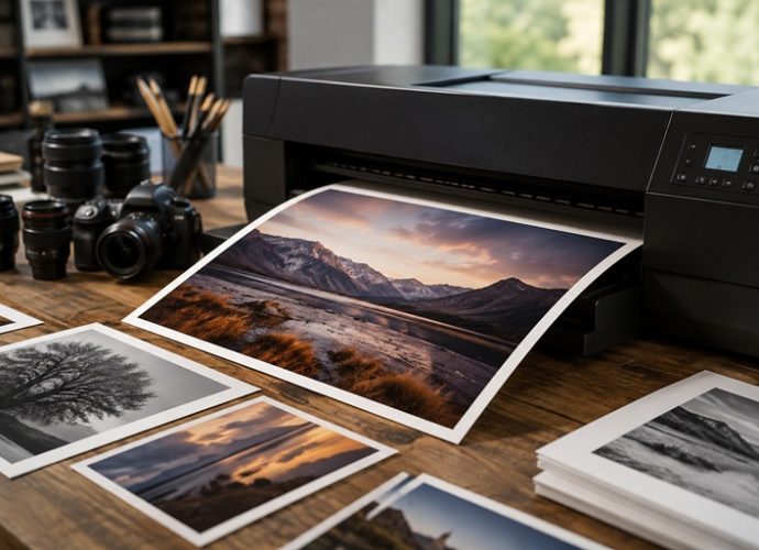 Professional photo printer producing a fine art photograph during a photo printing workshop.