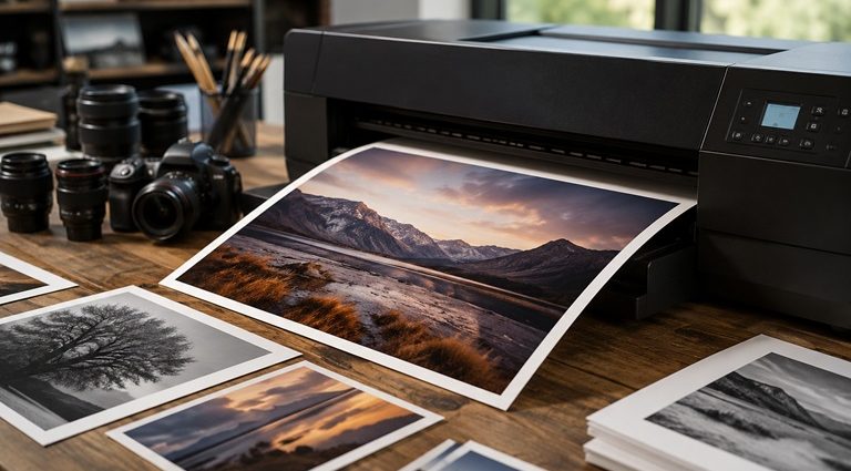 Professional photo printer producing a fine art photograph during a photo printing workshop.