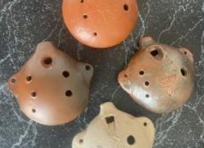 Handmade clay flutes created by local artist Jeff Cooper