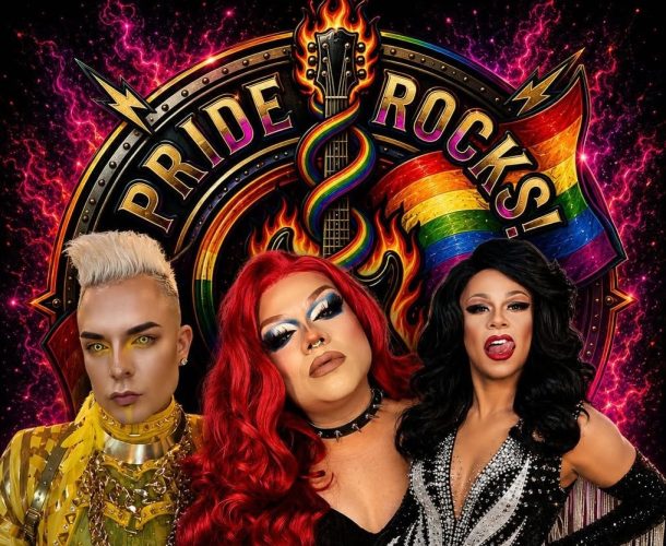 Promotional image featuring Jordan Mathews, Mileena Love Morningstar and Ste-Von for Deming Pride 2026.