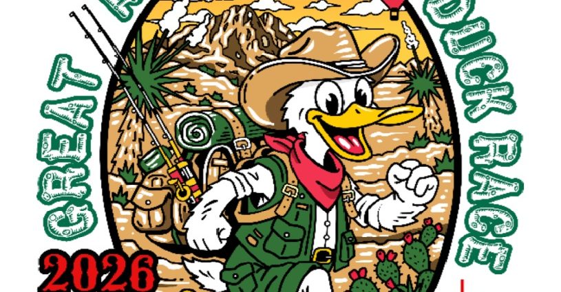 Official 2026 Great American Duck Race logo featuring the “Racing to the Great Outdoors” theme