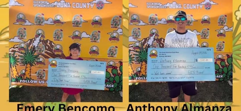 : 2026 Great American Duck Race winners Emery Bencomo and Anthony Almanza