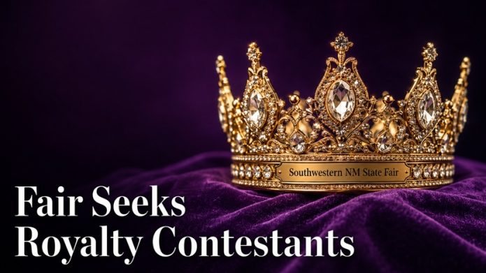 Gold queen’s crown for the Southwestern New Mexico State Fair with the headline “Fair Seeks Royalty Contestants.”