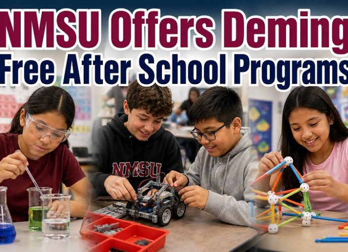 Students participating in NMSU STEM after-school programs in Deming, including science, engineering and technology activities.
