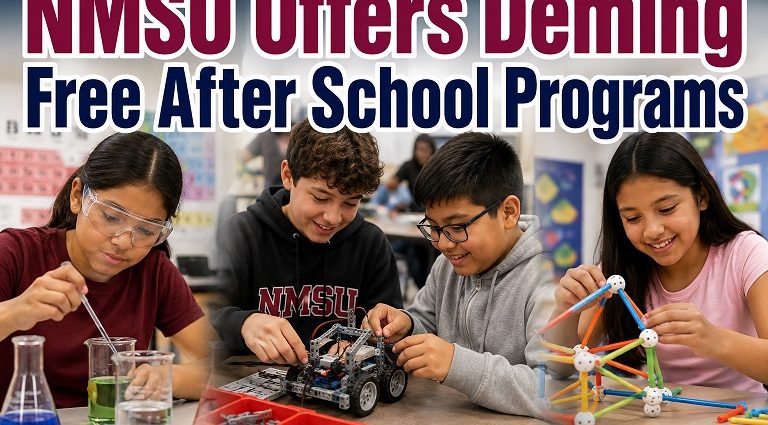 Students participating in NMSU STEM after-school programs in Deming, including science, engineering and technology activities.