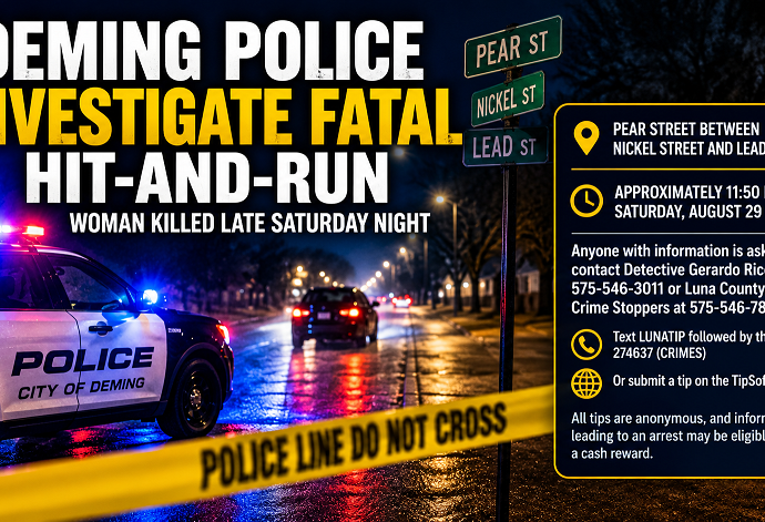 Deming Police investigate fatal hit-and-run on Pear Street in Deming